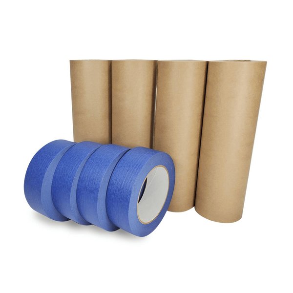 Idl Packaging 9in x 60 yd Masking Paper and 1 1/2in x 60 yd Painters Tape, for Covering, 4PK 4x GPH-9, 4463-112